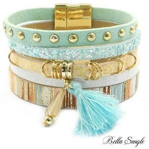 BB17 | Boho Turquoise Tassel Pendant Bracelet